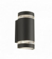 Applique extérieur incurvé 2 ampoules diffuseur gris transparent
