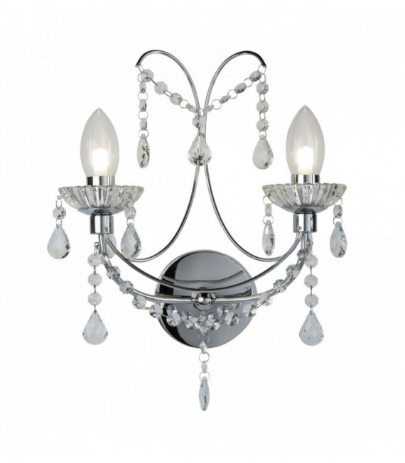 Applique murale de salle de bain automne 2 ampoules chrome avec verre cristal