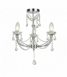 caída baño Candlestick 3 bombillas cromo con el vidrio de cristal