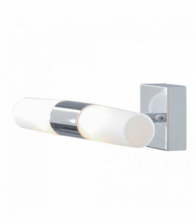 Applica bagno lima IP44 condotto supporto di vetro bianco cromo parete 2 G9 bulbi