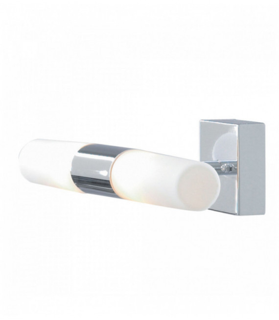 Applica bagno lima IP44 condotto supporto di vetro bianco cromo parete 2 G9 bulbi