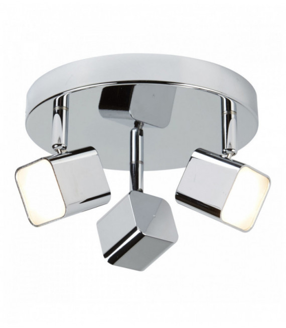 Spot Quad 3 LED-Birnen Quadrat Chrom Kopf