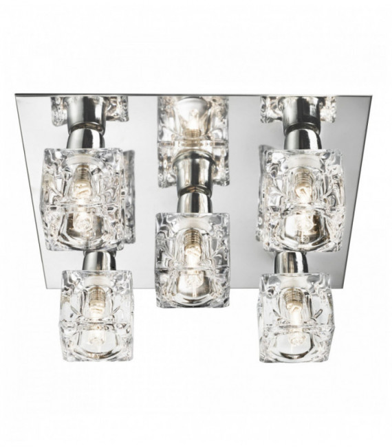 5-light transparent chrome ice cube ceiling light