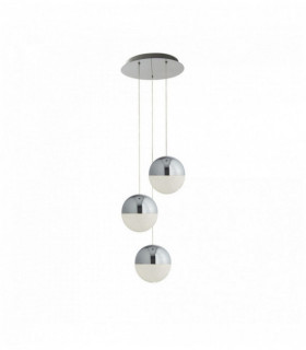 marmi sospensione 3 LED ghiaccio tritato effetto cromatico cromo