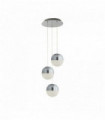 Suspension marbles 3 ampoules led effet glace pilée abat-jour chrome