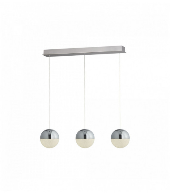 Marbles pendant light 3 bulbs led globe bar effect crushed ice chrome shade