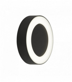 Circular led outdoor wall light - black with frosted diffuser