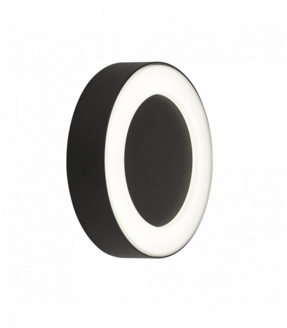 Circular led outdoor wall light - black with frosted diffuser