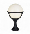Lanterne de jardin orb 1 ampoule poteau noir / abat-jour rond opale
