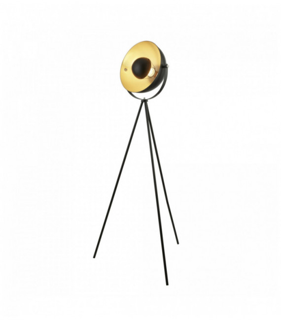 Blink tripod floor lamp 1 bulb matt black with gold shade interior
