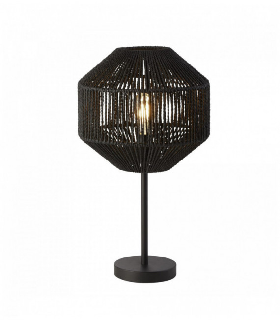 Lámpara de mesa de mimbre 1 bombilla, mimbre negro