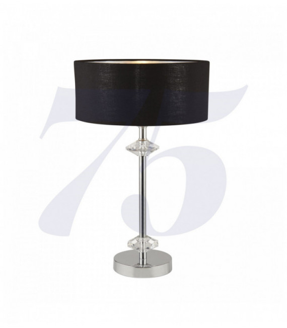 lámpara de mesa de Nueva Orleans 1 bombilla de cromo con sombra interior negro / plata