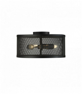 Plafonnier résille 3 ampoules tambour noir mat