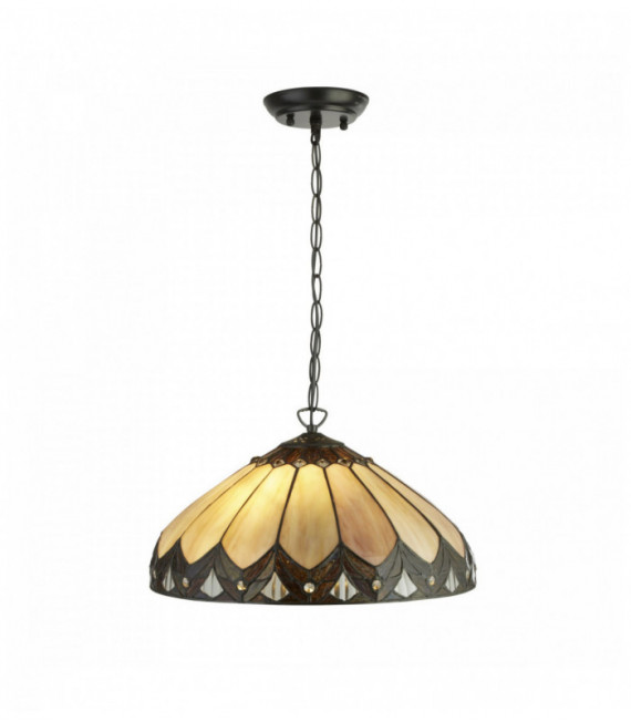 Suspension tiffany pearl 2 ampoules transparent / marron / violet