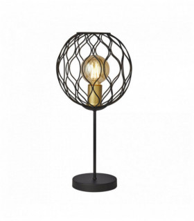 Lampe de table finesse 1 ampoule avec barre ondulée - noire avec douilles dorées