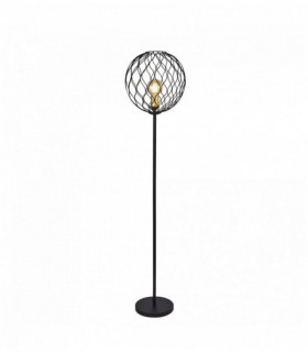 Lampe Finesse 1 Birne mit welligem bar - schwarz mit goldenen Ärmeln