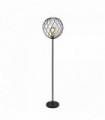 Lampadaire finesse 1 ampoule avec barre ondulée - noir avec douilles dorées