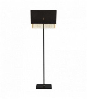 Lampadaire fringe 1 ampoule - abat-jour noir avec chaîne dorée