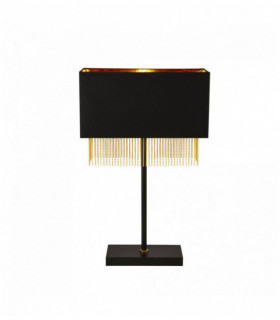 Tischleuchte Fringe 1 Lampe - Lampenschirm schwarz mit Goldkette