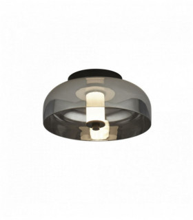 Frisbee ceiling light 1 led bulb, matt black with smoked glass