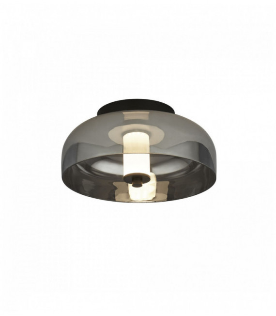 Frisbee ceiling light 1 led bulb, matt black with smoked glass