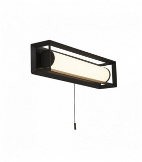 luce LED parete rettangolare Chaplin, nero opaco - 300mm interruttore a strappo