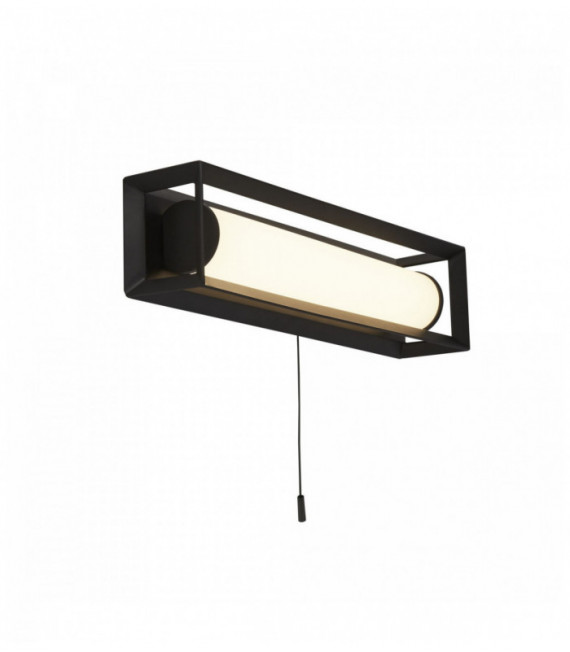 luce LED parete rettangolare Chaplin, nero opaco - 300mm interruttore a strappo