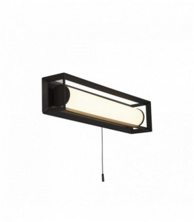 Chaplin rectangular led wall light, matt black - 400mm with pull switch