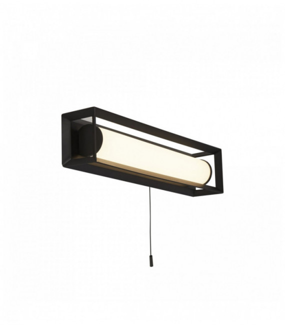 Applique murale led rectangulaire chaplin, noir mat - 400mm avec interrupteur à tirette