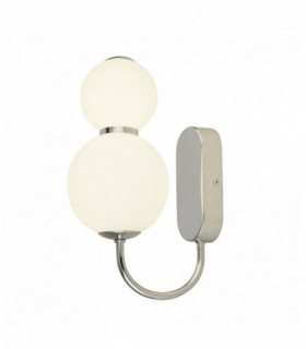 2-Light Snowball Wall Light, Chrome with Opal Glass Shade