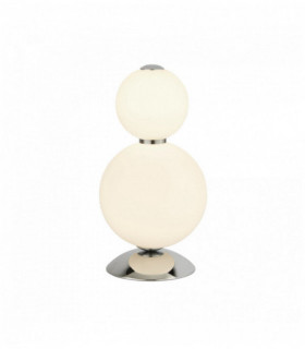 lampada da tavolo valanga 2 lampadine, cromo con diffusore in vetro opale