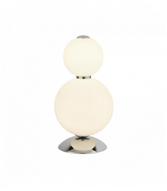 2-Light Snowball Table Lamp, Chrome with Opal Glass Shade