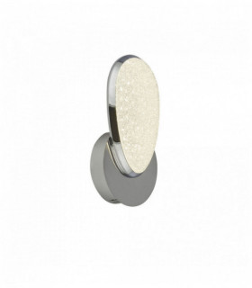 pared LED luz Lori 1 ampolla, hielo pantallas de lámparas efecto aplastado, cromo