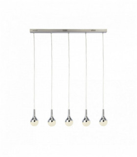 Suspension Welle Teardrop 5 LED-Lampen, Lampenschirme Eiseffekt zerkleinert, Chrom