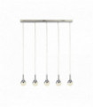 Wave teardrop pendant light 5 led bulbs, crushed ice effect shade, chrome