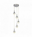 Suspension wave teardrop 5 ampoules led, abat-jour effet glace pilée, chrome