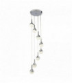 Suspension wave teardrop 8 ampoules led, abat-jour effet glace pilée, chrome