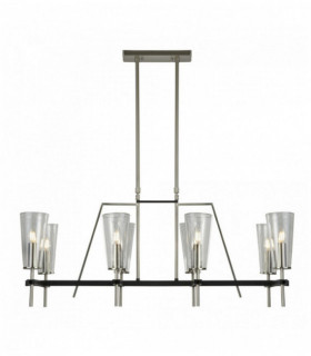 Sospensione Danika 8 lampadine raso argento / nero dettaglio