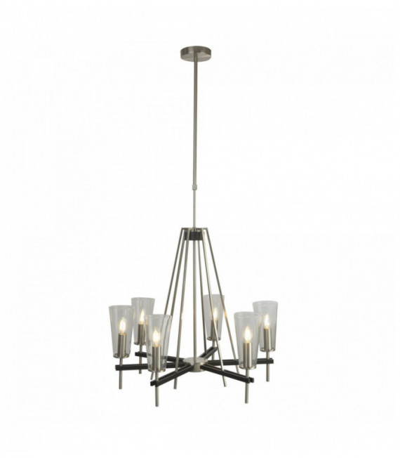 Suspension danika 6 ampoules argent satiné avec détail noir