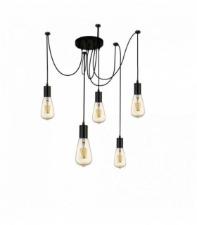 Sospensione squiggle nero 5 lampadine