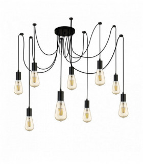 Squiggle 9 bulb pendant light black