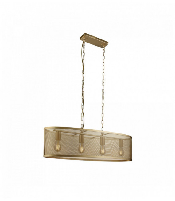 oval Suspension Netz 4 Ampullen matt gold