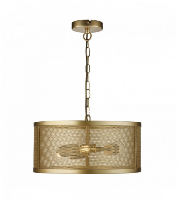 Drum pendant light 3 bulbs matt gold mesh