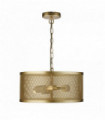 Drum pendant light 3 bulbs matt gold mesh