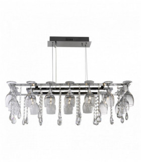 10-light vino decorative ceiling - chrome and crystal buttons