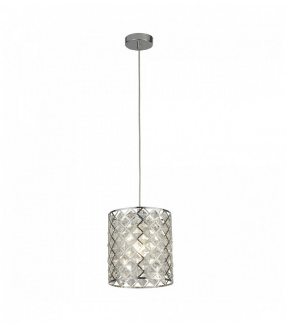 suspension Tennessee 1 ampoule chrome avec verre en cristal