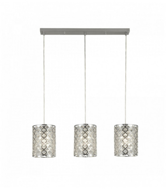 Suspension Tennessee 3 bar Chrom Glühbirnen mit Kristallglas