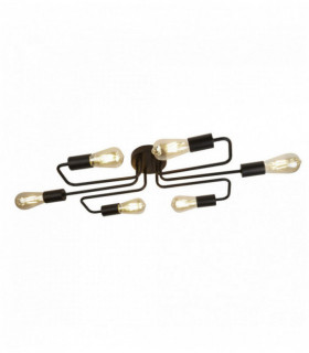 Plafonnier circuit 6 ampoules noir mat