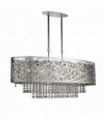 Plafonnier mica 5 ampoules ovale semi-plafonnier  gouttes de cristal