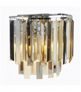 Applique murale clarissa chrome à 2 ampoules avec verre